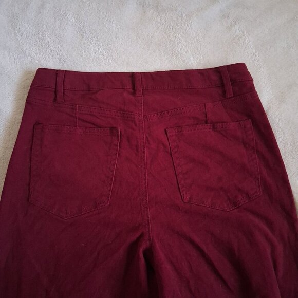 Draper James Women's Size 12 Burgundy Welt Pocket Bootcut High Rise Twill Pants - Picture 11 of 14